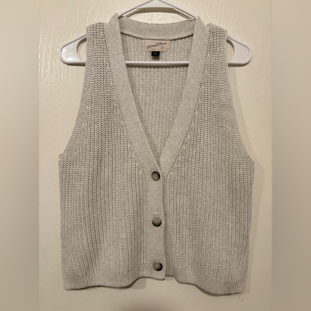 Universal Thread Cream Knit Button-Front Vest